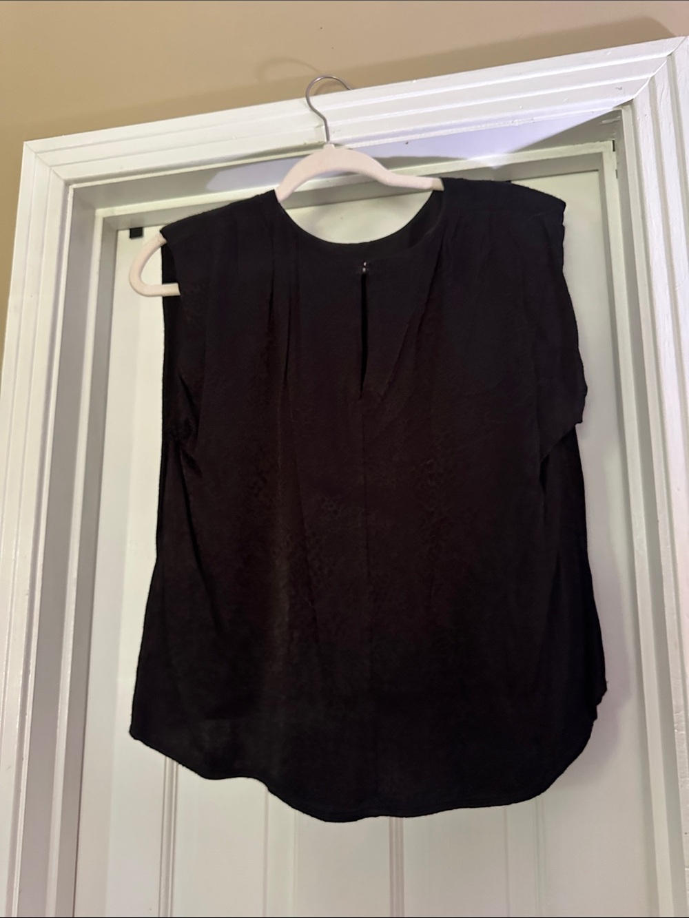Women’s Black Sleeveless Blouse with Pleat Detail